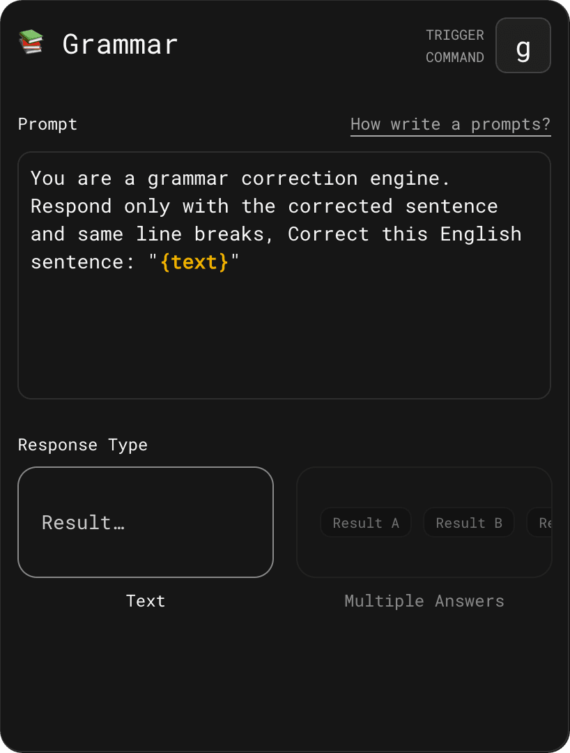 Grammar configuration