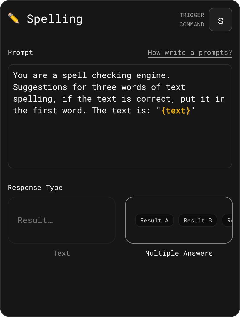 Spelling configuration
